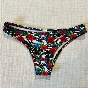 Floral Bikini Bottoms - Multicolor Tropical Print
